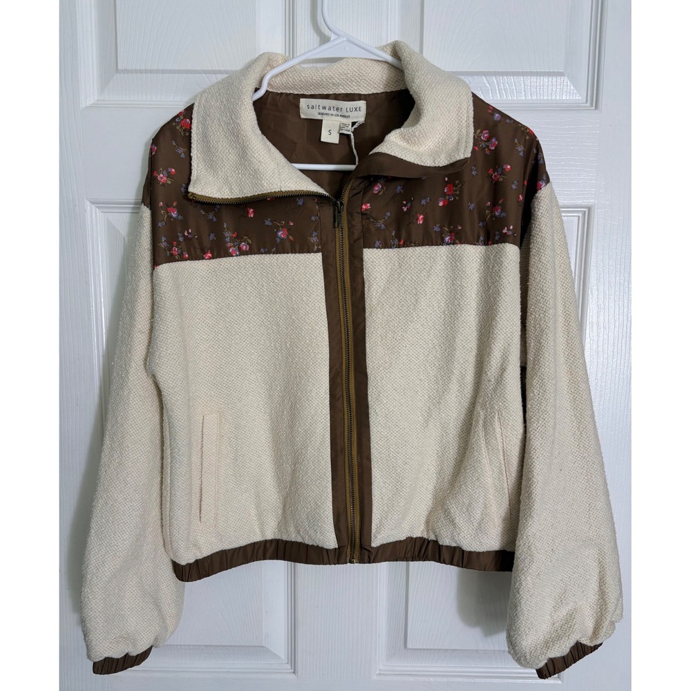 Saltwater Luxe Long Sleeve Jacket Small Brown Cream Floral Mixed Media S3496-NAT